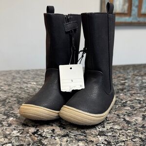 Cat & Jack Black Kids Boots with Tan Soles NWT